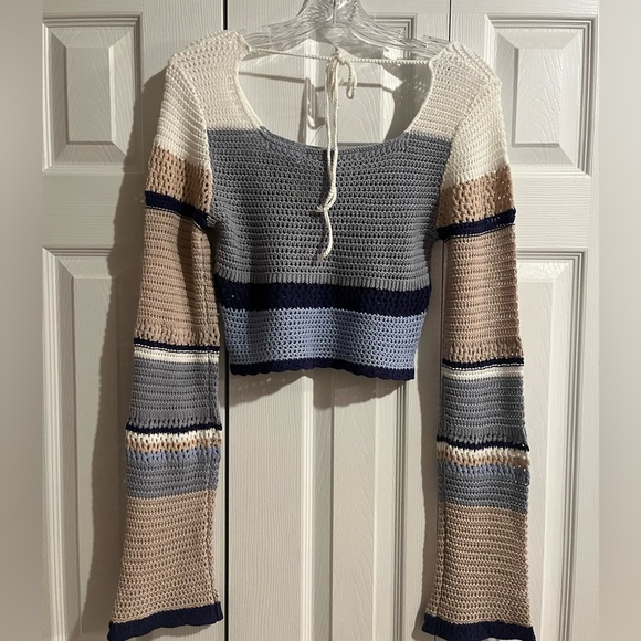 Altar'd State Blue and Gray Crochet Sweater - Picture 4 of 4